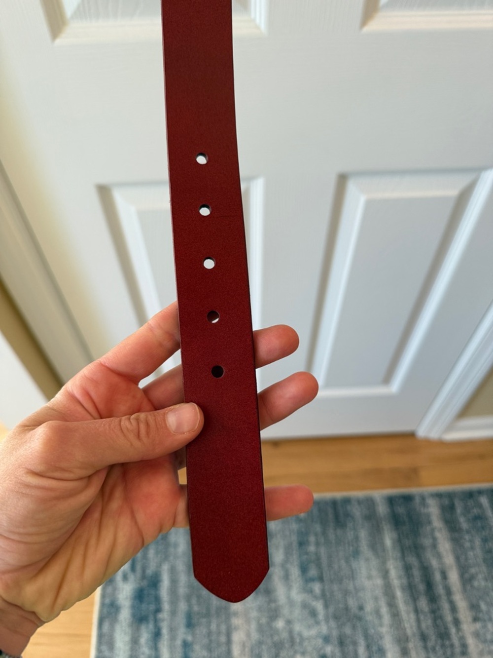 Anthropologie Rustic Red Leather Belt with Brass Oval Buckle - Picture 5 of 10